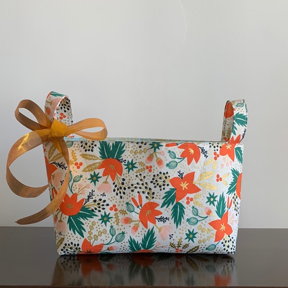 Rifle Paper Co. Other - Holiday Storage Fabric Basket by Rifle Paper Co. POINSETTIA CREAM